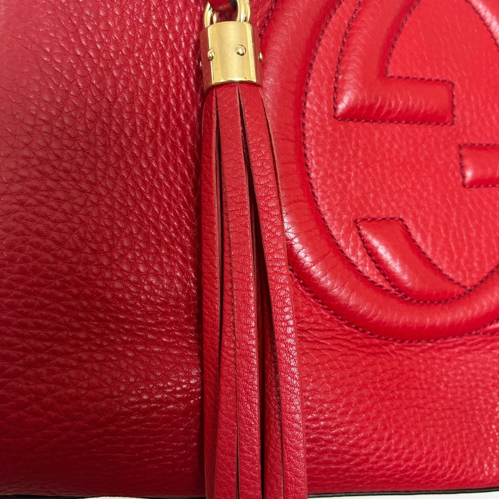 Gucci Cellarius Calfskin Medium Soho Chain Shoulder Bag Vibrant Red - Picture 5 of 8